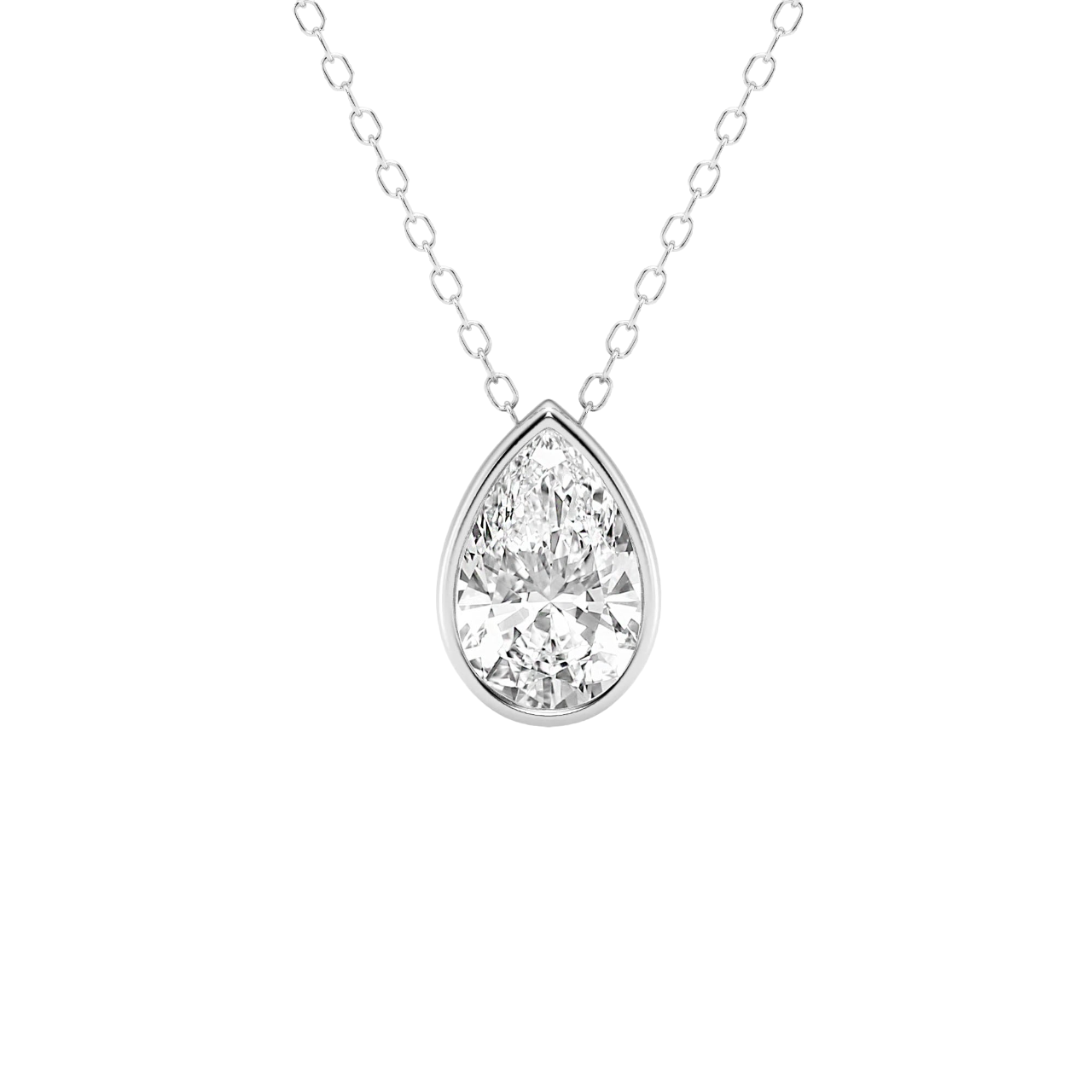 Modern Bezel Pear Lab Diamond Pendant (1 1/2 ct. tw.)-14K White Gold