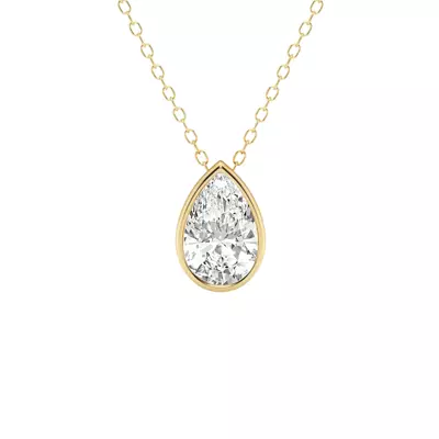 Modern Bezel Pear Lab Diamond Necklace (1 1/2 ct. tw.)