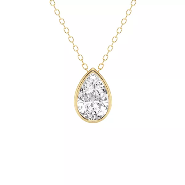 Modern Bezel Pear Lab Diamond Necklace (1 1/2 ct. tw.)