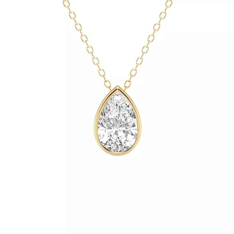 14K Yellow Gold Modern Bezel Pear Lab Diamond Pendant (1 1/2 ct. tw.)
