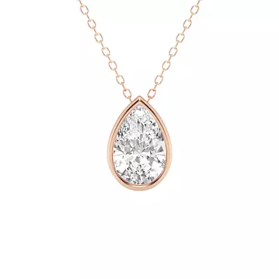 Modern Bezel Pear Lab Diamond Necklace (2 ct. tw.)
