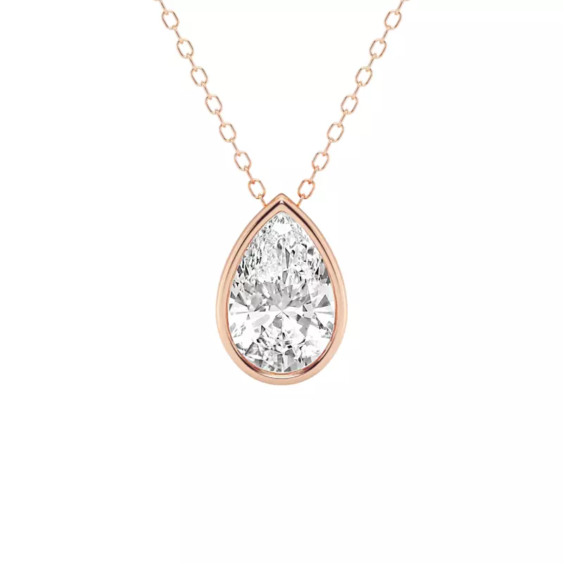 14K Rose Gold Modern Bezel Pear Lab Diamond Pendant (2 ct. tw.)