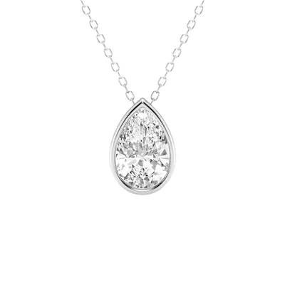 Modern Bezel Pear Lab Diamond Necklace (2 ct. tw.)