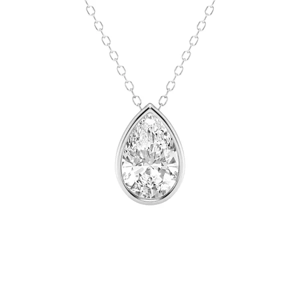 Modern Bezel Pear Lab Diamond Necklace (2 ct. tw.)