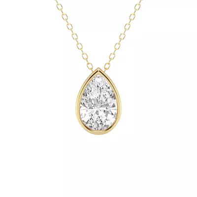 Modern Bezel Pear Lab Diamond Necklace (2 ct. tw.)