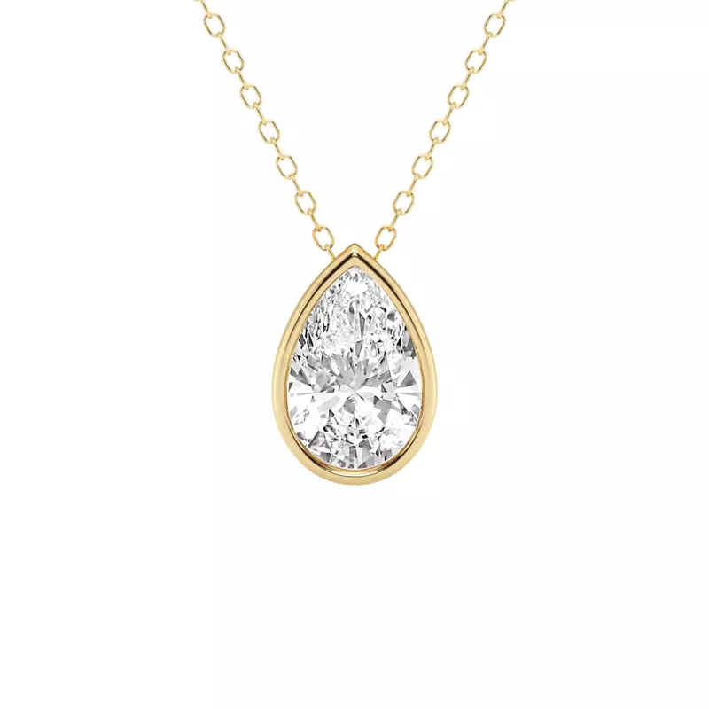 14K Yellow Gold Modern Bezel Pear Lab Diamond Pendant (2 ct. tw.)