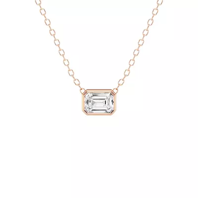 Modern Bezel Emerald Lab Diamond Necklace (1/2 ct. tw.)