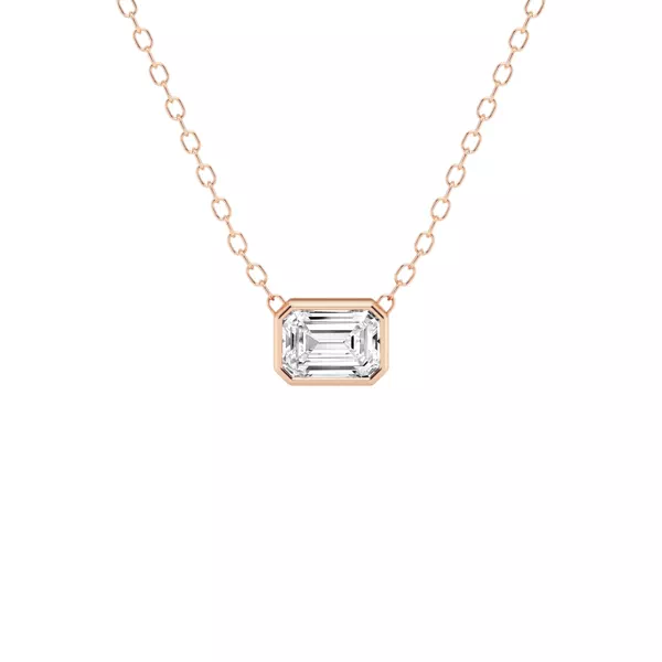 Modern Bezel Emerald Lab Diamond Necklace (1/2 ct. tw.)