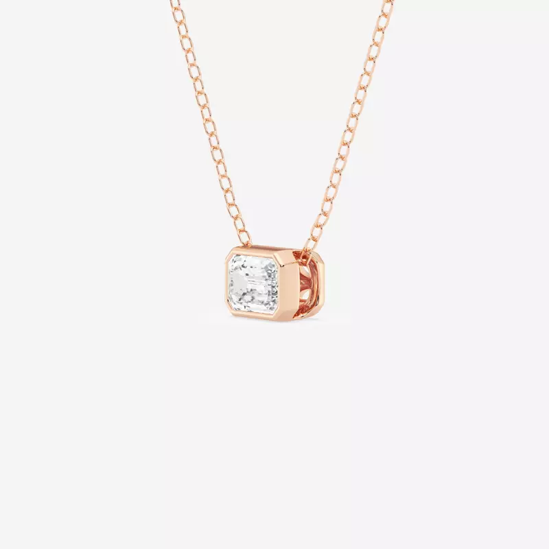 14K Rose Gold Modern Bezel Emerald Lab Diamond Pendant (1/2 ct. tw.)