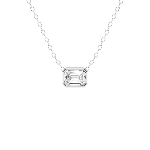 Modern Bezel Emerald Lab Diamond Necklace (1/2 ct. tw.)