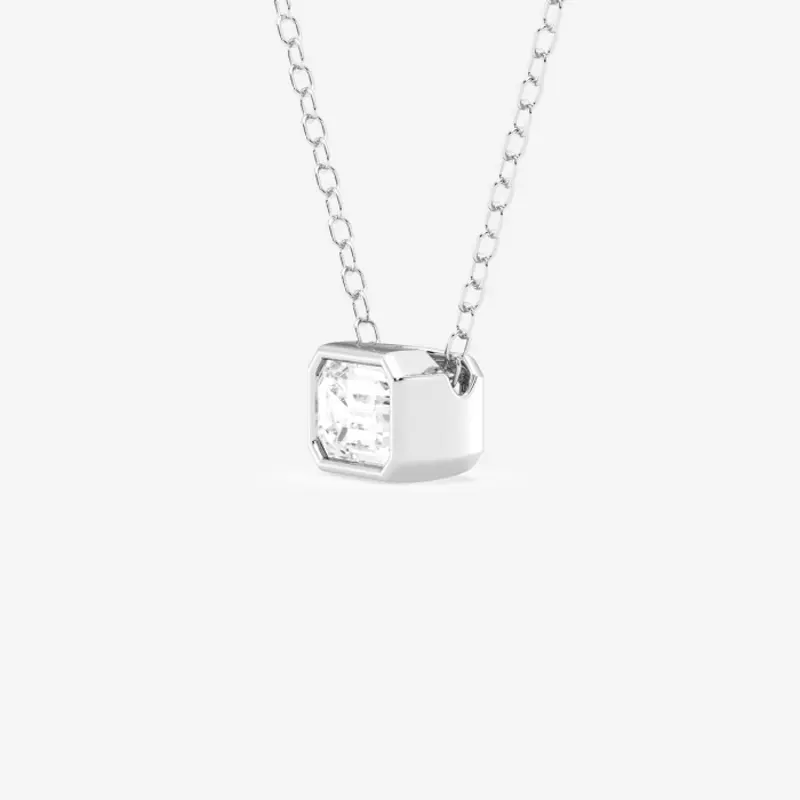 14K White Gold Modern Bezel Emerald Lab Diamond Pendant (1/2 ct. tw.)