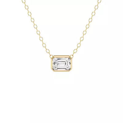 Modern Bezel Emerald Lab Diamond Necklace (1/2 ct. tw.)