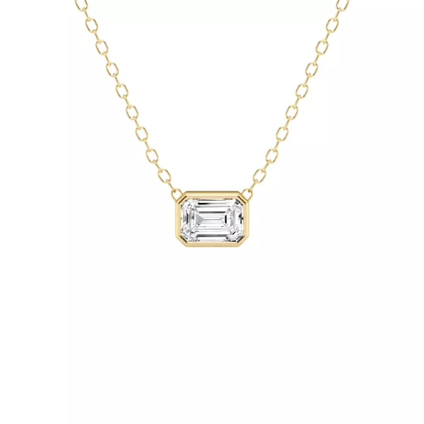 Modern Bezel Emerald Lab Diamond Necklace (1/2 ct. tw.)