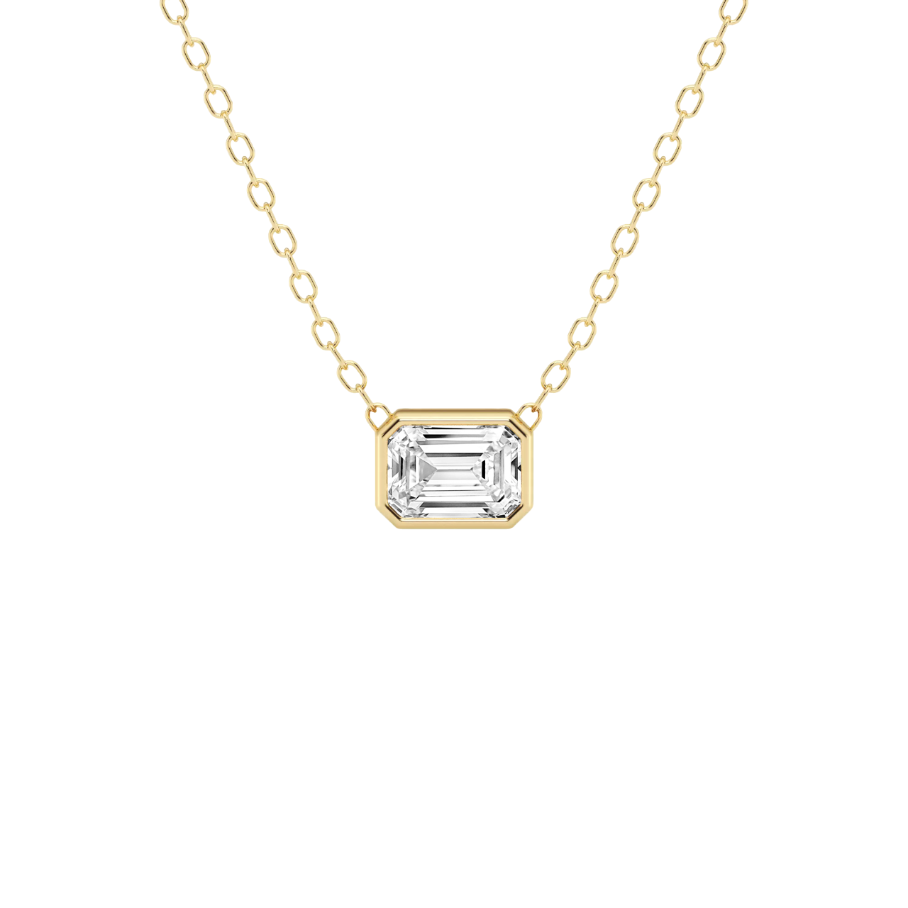 Modern Bezel Emerald Lab Diamond Pendant (1/2 ct. tw.)-14K Yellow Gold