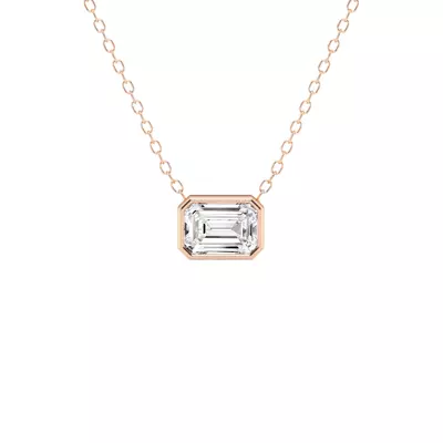 Modern Bezel Emerald Lab Diamond Necklace (1 ct. tw.)