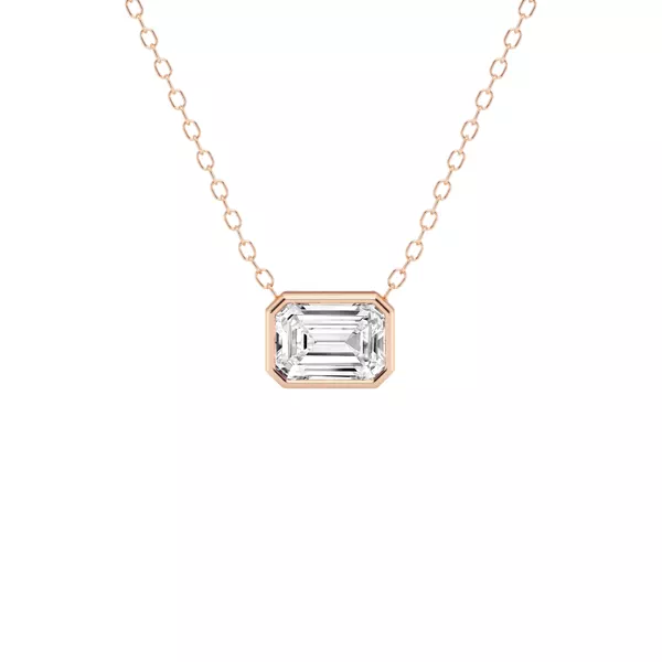 Modern Bezel Emerald Lab Diamond Necklace (1 ct. tw.)