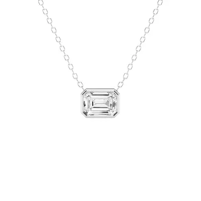 Modern Bezel Emerald Lab Diamond Necklace (1 ct. tw.)