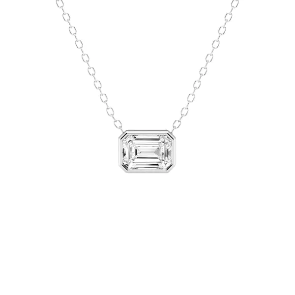 Modern Bezel Emerald Lab Diamond Necklace (1 ct. tw.)