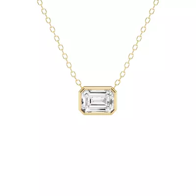 Modern Bezel Emerald Lab Diamond Necklace (1 ct. tw.)