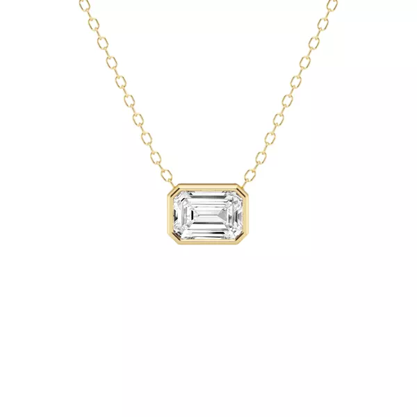 Modern Bezel Emerald Lab Diamond Necklace (1 ct. tw.)