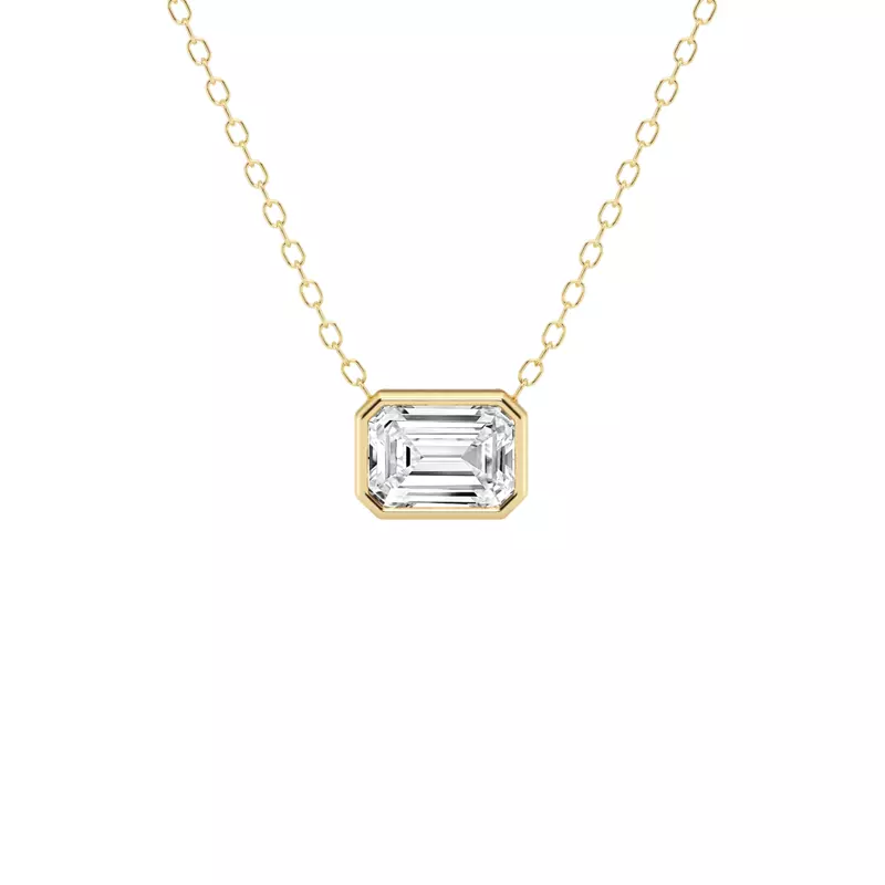 14K Yellow Gold Modern Bezel Emerald Lab Diamond Pendant (1 ct. tw.)
