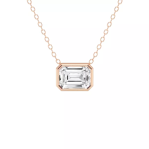 Modern Bezel Emerald Lab Diamond Necklace (1 1/2 ct. tw.)