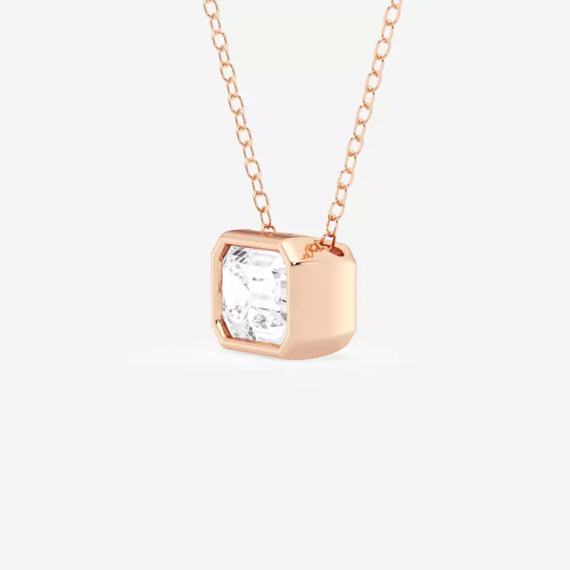 14K Rose Gold Modern Bezel Emerald Lab Diamond Pendant (1 1/2 ct. tw.)