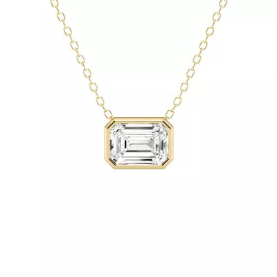 Modern Bezel Emerald Lab Diamond Necklace (1 1/2 ct. tw.)