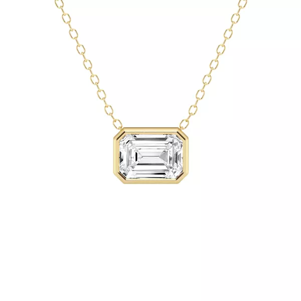 Modern Bezel Emerald Lab Diamond Necklace (1 1/2 ct. tw.)