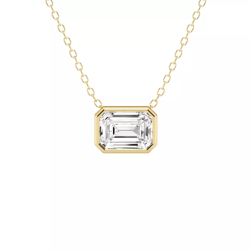 14K Yellow Gold Modern Bezel Emerald Lab Diamond Pendant (1 1/2 ct. tw.)