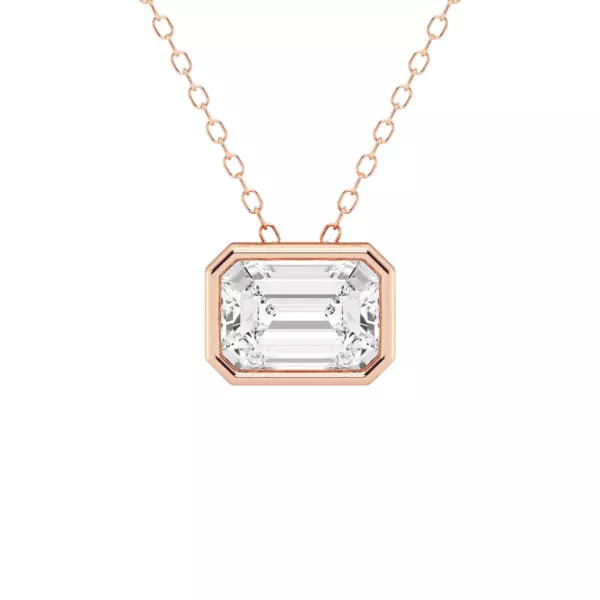 Modern Bezel Emerald Lab Diamond Necklace (2 ct. tw.)