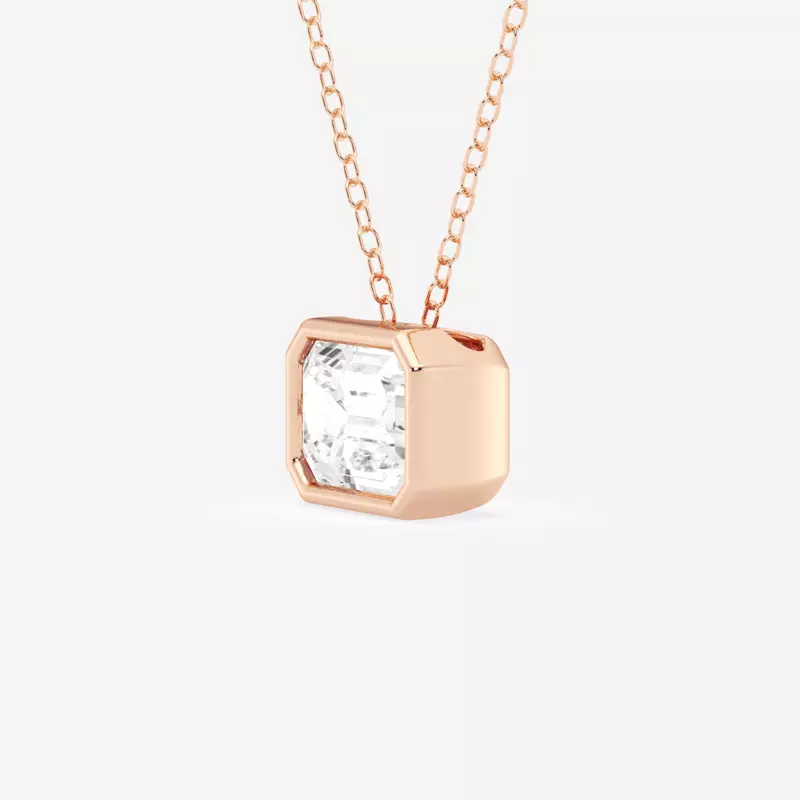 14K Rose Gold Modern Bezel Emerald Lab Diamond Pendant (2 ct. tw.)