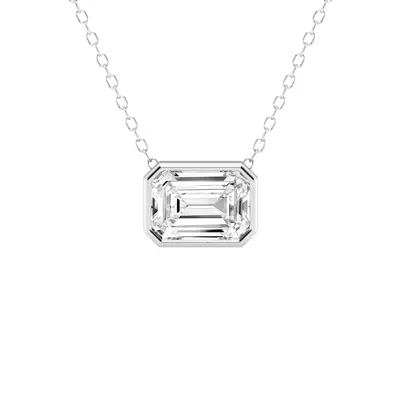 Modern Bezel Emerald Lab Diamond Necklace (2 ct. tw.)