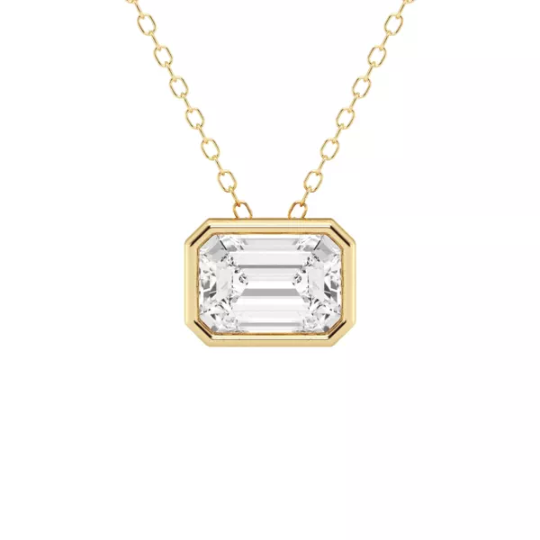 Modern Bezel Emerald Lab Diamond Necklace (2 ct. tw.)