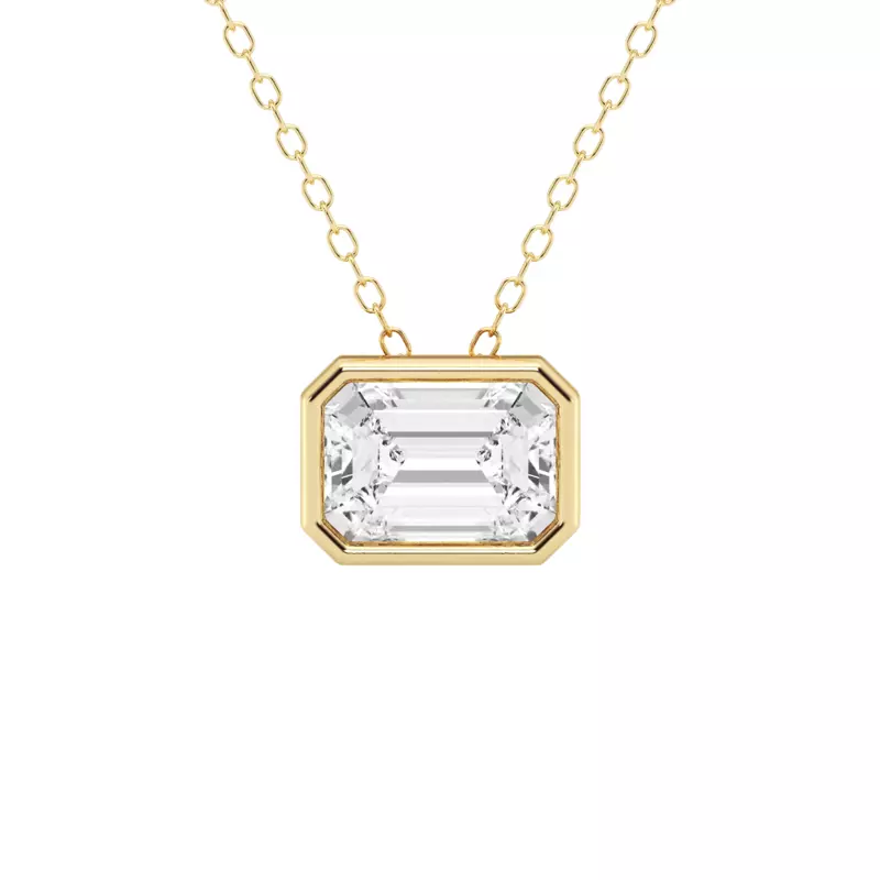 14K Yellow Gold Modern Bezel Emerald Lab Diamond Pendant (2 ct. tw.)