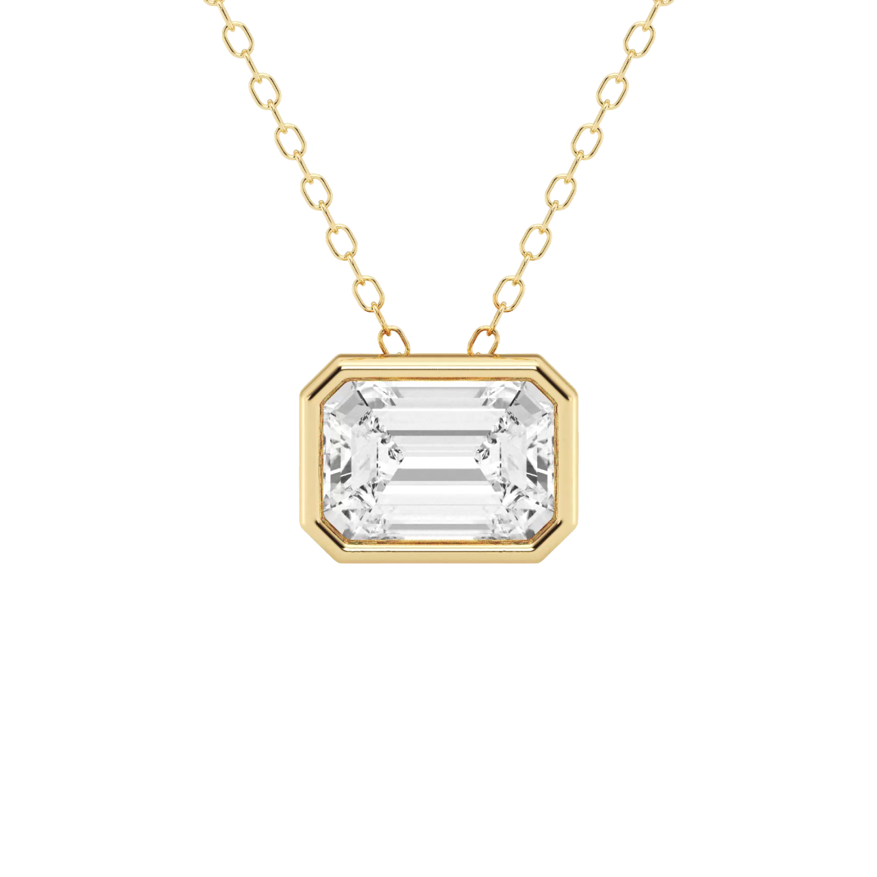 Modern Bezel Emerald Lab Diamond Pendant (2 ct. tw.)-14K Yellow Gold