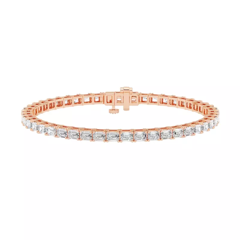 14K Rose Gold Emerald Lab Diamond East-West Tennis Bracelet (7 ct. tw.)