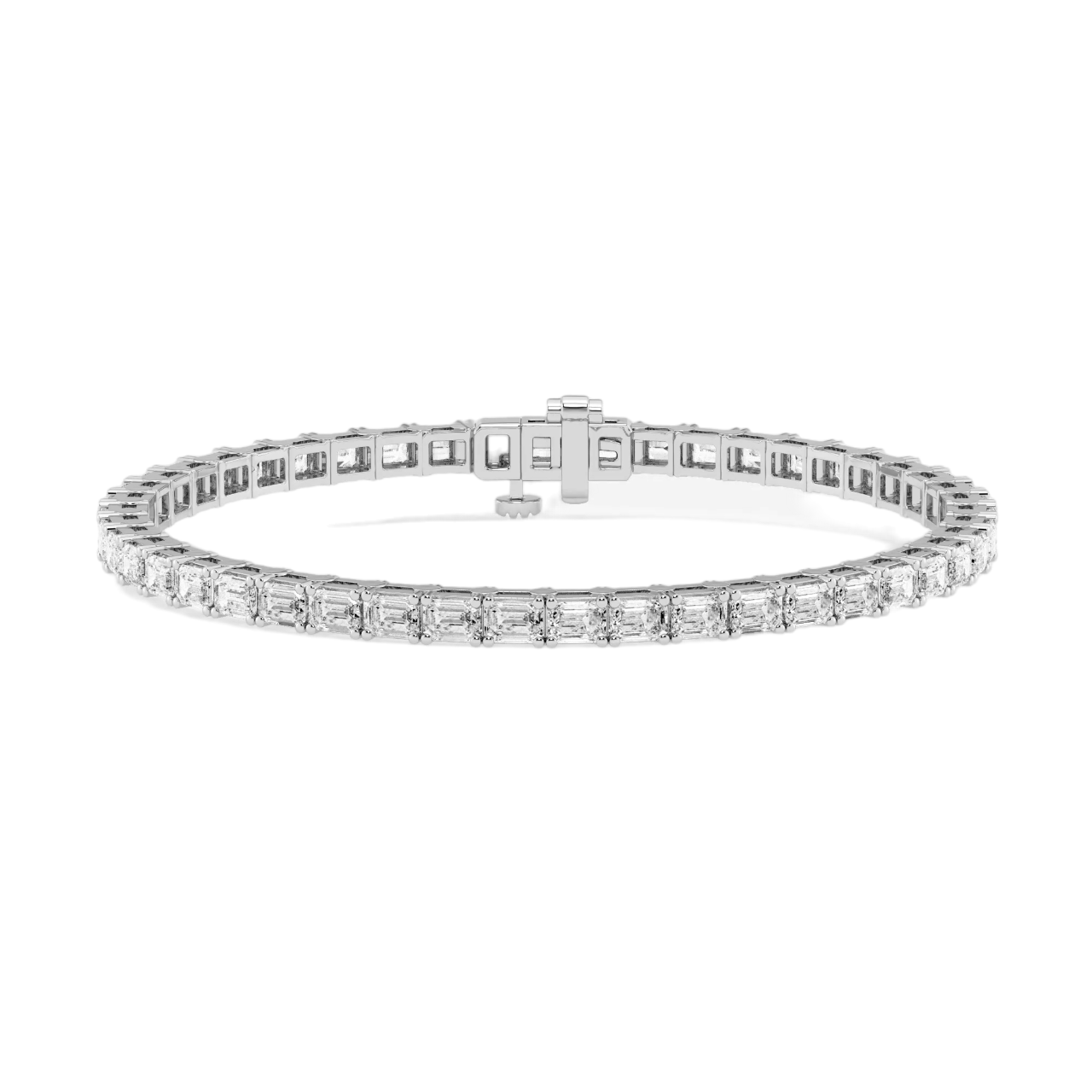 Emerald Lab Diamond East-West Tennis Bracelet (7 ct. tw.)-14K White Gold
