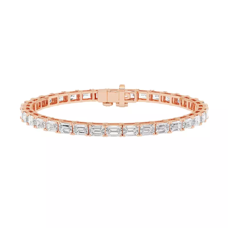 14K Rose Gold Emerald Lab Diamond East-West Tennis Bracelet (9 ct. tw.)