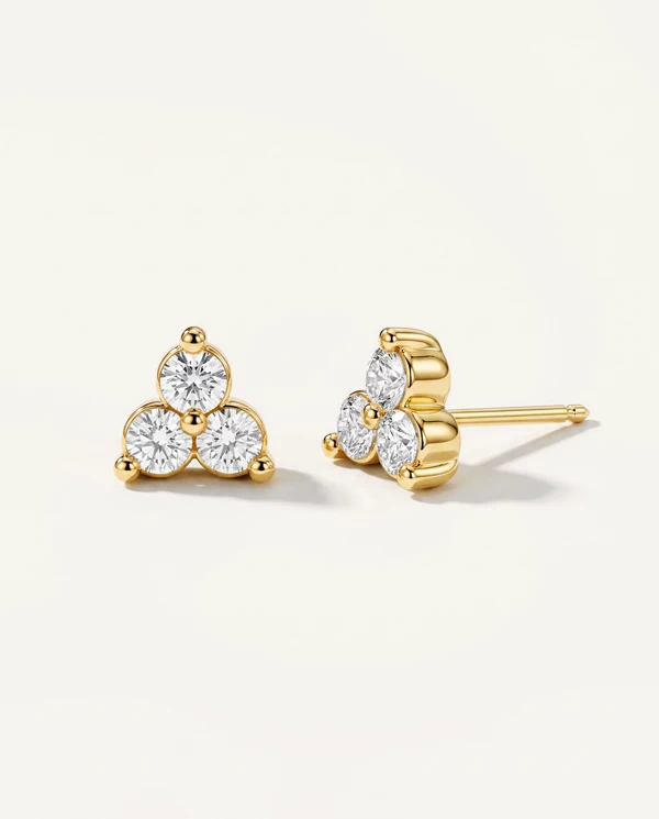 Diamond Earrings Triad Round Lab Diamond Stud earrings