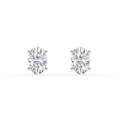 Oval Lab Diamond Silver Stud Earrings (1 ct. tw.)