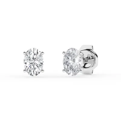 Oval Lab Diamond Silver Stud Earrings (1 ct. tw.)