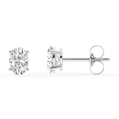 Oval Lab Diamond Silver Stud Earrings (1 ct. tw.)