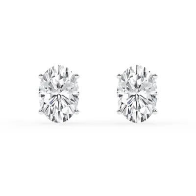 Oval Lab Diamond Silver Stud Earrings (2 ct. tw.)