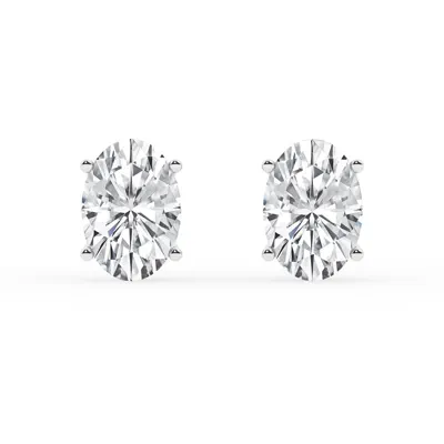 Oval Lab Diamond Silver Stud Earrings (3 ct. tw.)