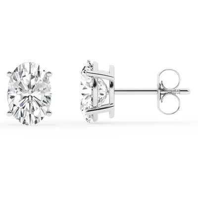 Oval Lab Diamond Silver Stud Earrings (3 ct. tw.)
