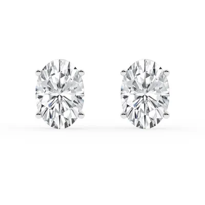 Oval Lab Diamond Silver Stud Earrings (4 ct. tw.)