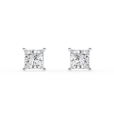 Princess Lab Diamond Silver Stud Earrings (1 ct. tw.)