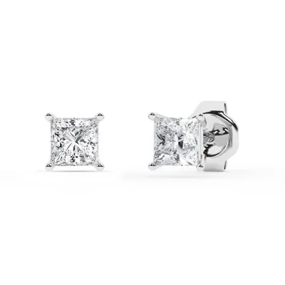Princess Lab Diamond Silver Stud Earrings (1 ct. tw.)