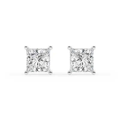 Princess Lab Diamond Silver Stud Earrings (2 ct. tw.)